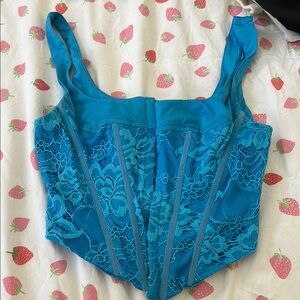 Blue Lace Corset Top